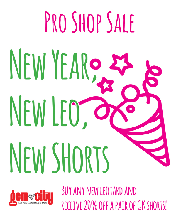 Buy any new leotard and receive 20% off a pair of GK shorts!