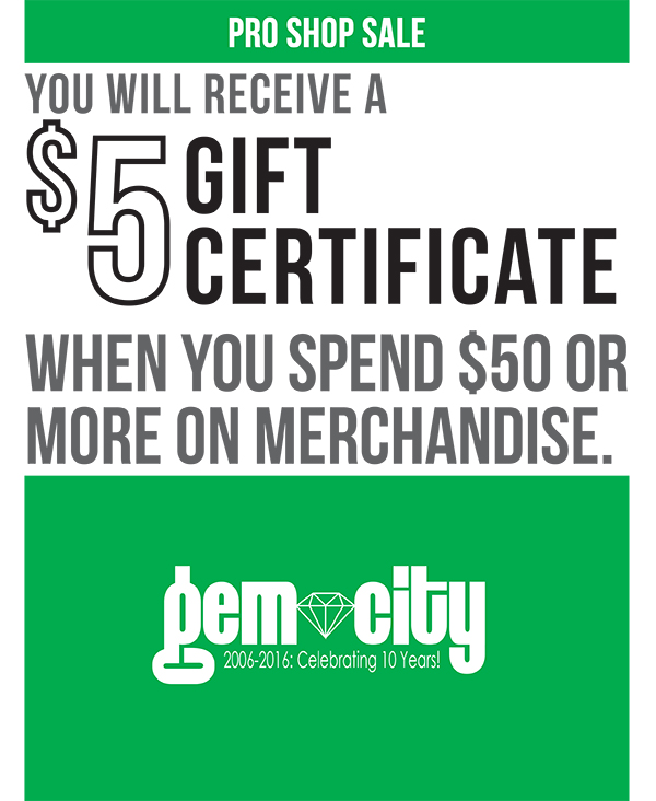 Receive a $5 gift certificate when you spend $50 or more on merchandise.