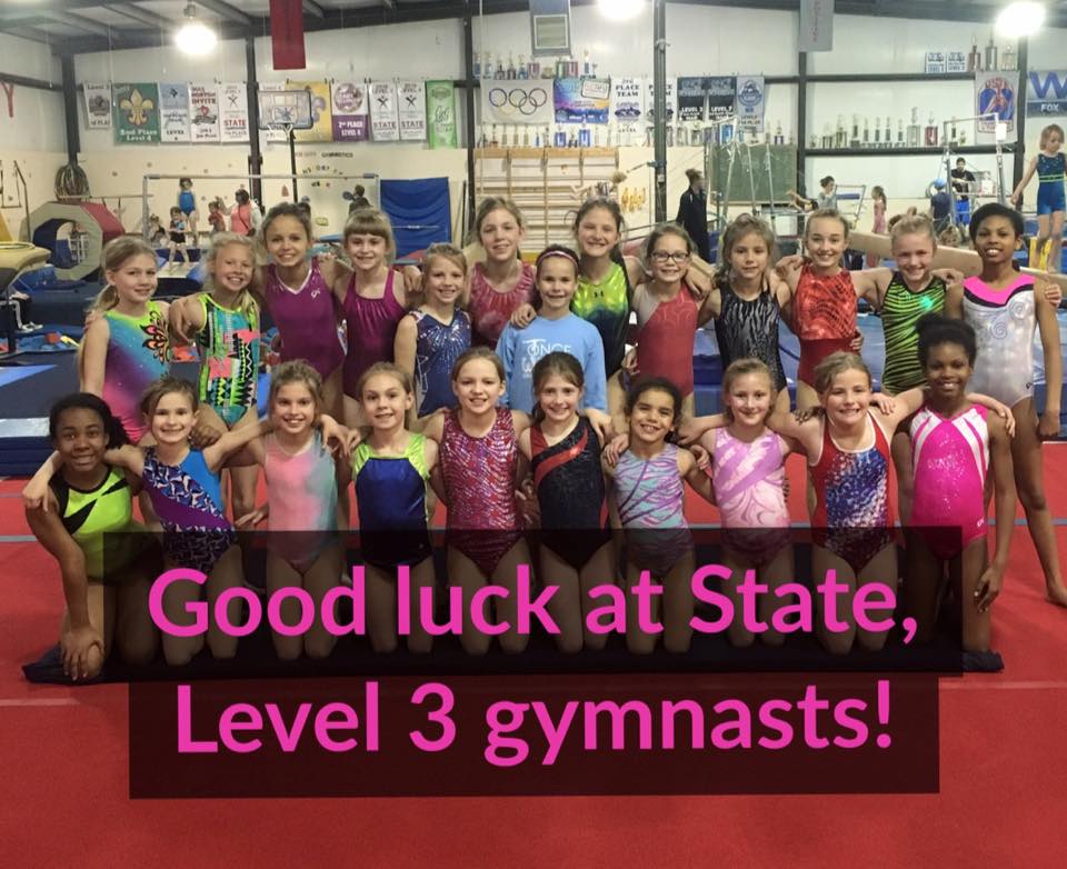 Good luck, Level 3 gymnastics team!