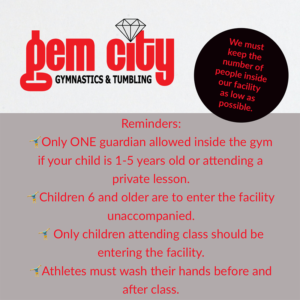 Please be mindful that Gem City must keep the number of people inside our facility as low as possible.