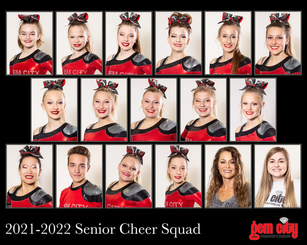 Photo of 2021-2022 Senior All Star Cheer Squad. Photo by Julie Ginos