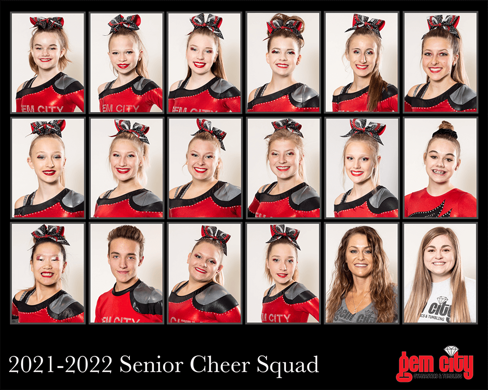 Photo of 2021-2022 Senior All Star Cheer Squad. Photo by Julie Ginos
